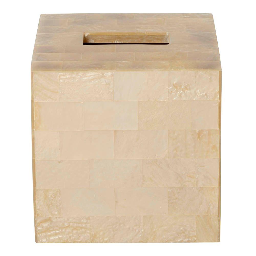 Beige Mother Of Pearl Bath Accessories The Home Depot Tissue Box Cover In Mother Of Pearl Tiles
