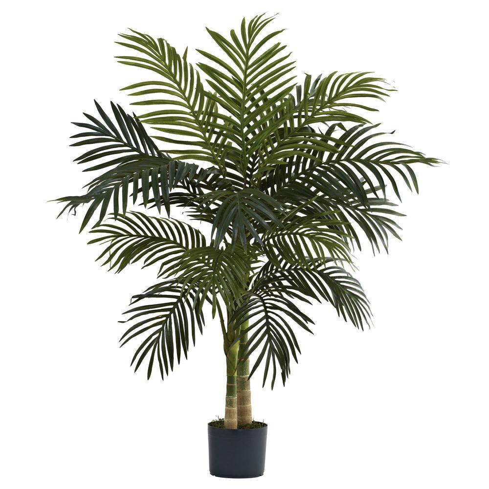 Nearly Natural 4 Ft Golden Cane Palm Tree 5357 The Home Depot