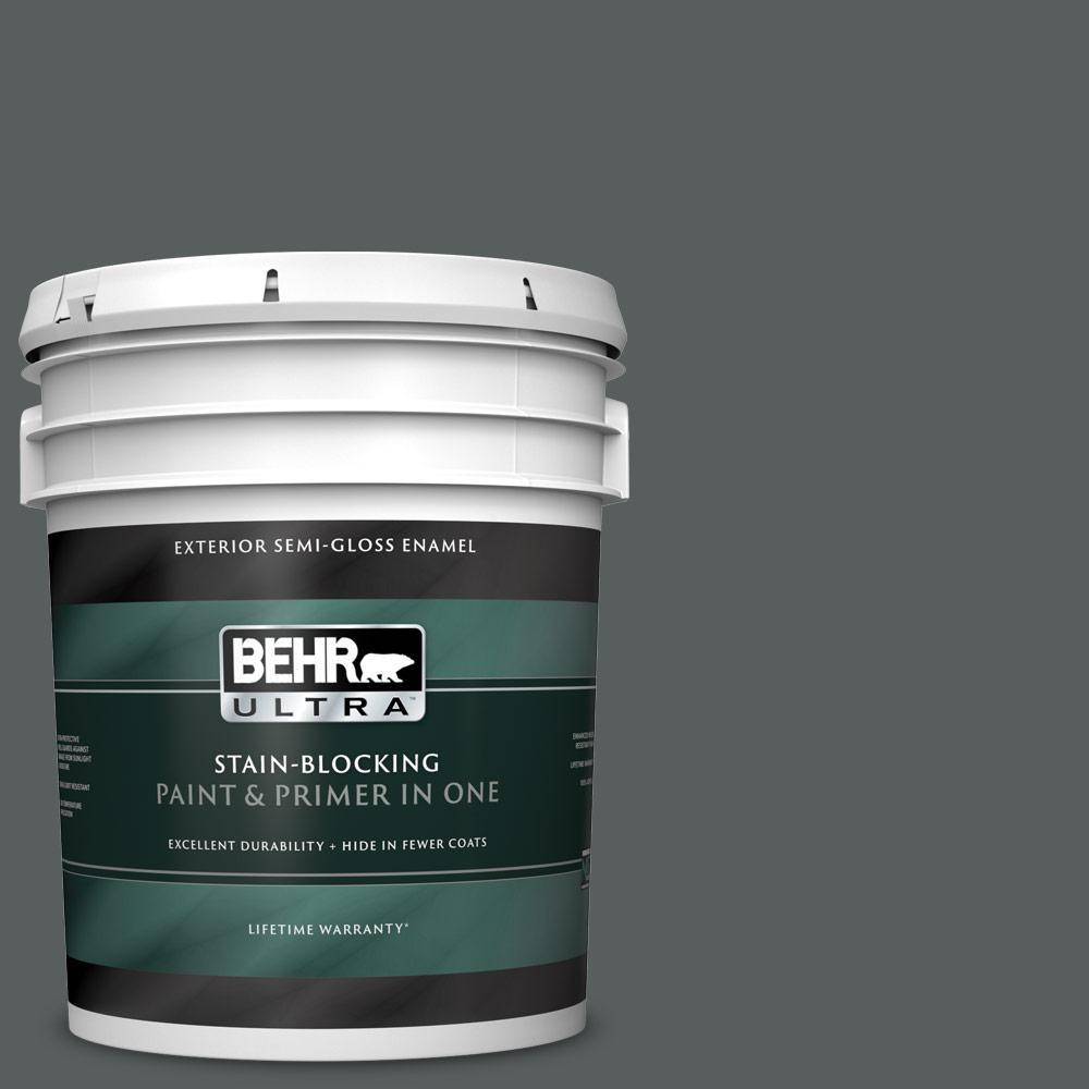 BEHR ULTRA 5 gal. N5006 Graphic Charcoal SemiGloss Enamel Exterior