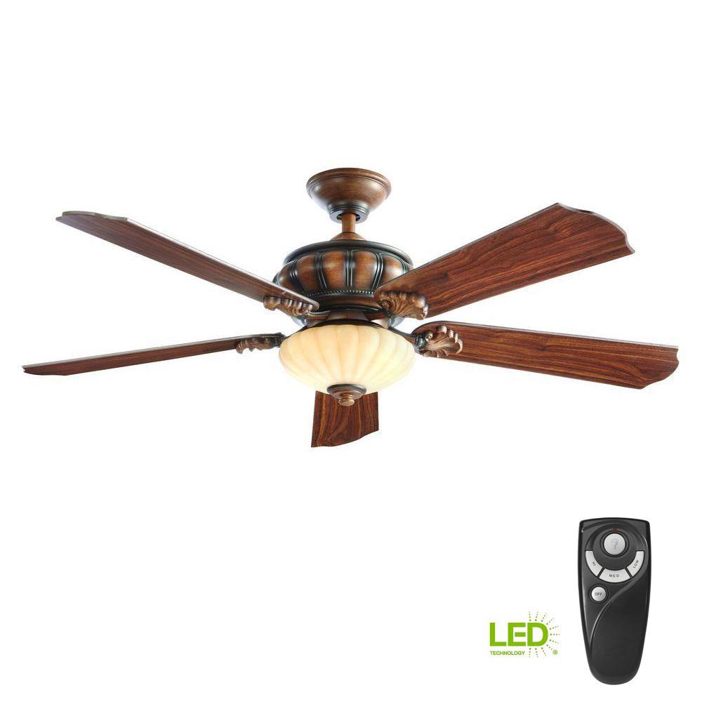 Indoor Flush Mount Brown Ceiling Fans Lighting The Home Depot Led Indoor Mediterranean Dark Walnut Ceiling Fan With Light Kit And Remote