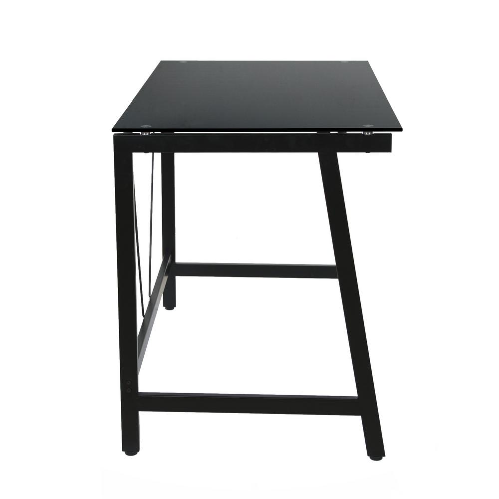 Black Steel Frame OneSpace Contemporary Glass Writing Desk