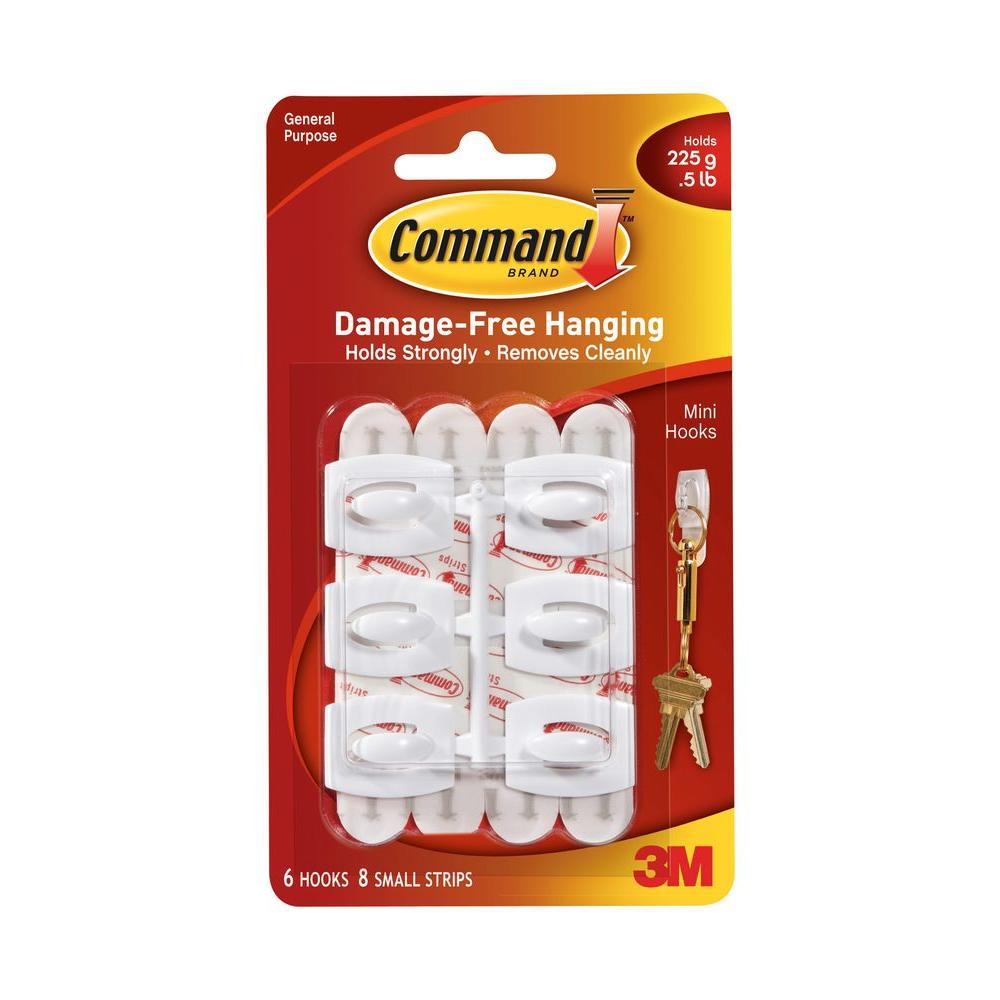 Command White Mini Hooks with White Strips-17006ES - The Home Depot