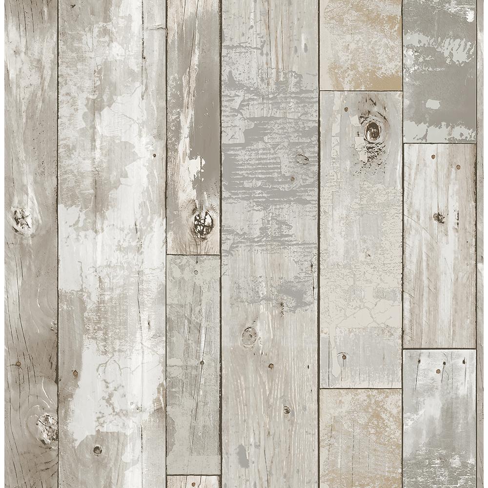 A-Street Deena Grey Distressed Wood Wallpaper Sample-2540-24054SAM