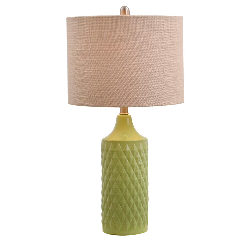 26 5 In Green Ceramic Table Lamp With Linen Shade