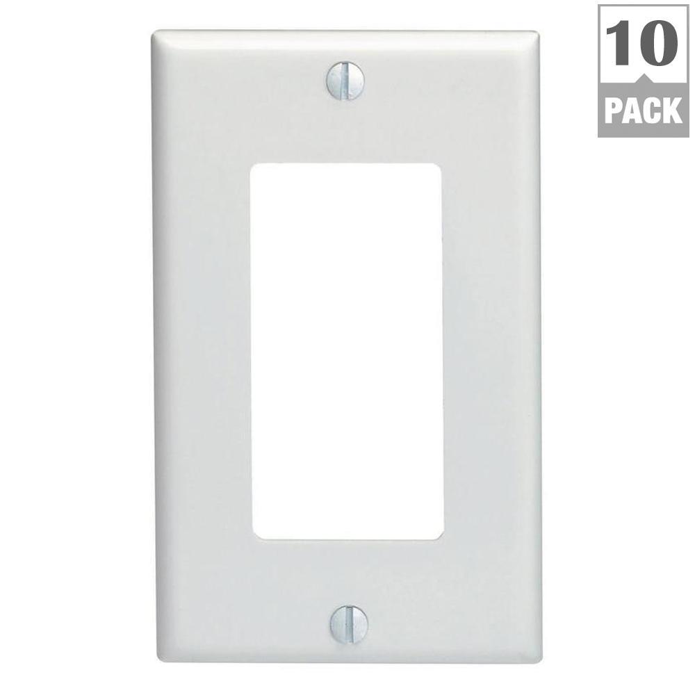 Leviton 1 Gang White Decorator Rocker Wall Plate 10 Pack M24 80401 Wmp The Home Depot - Leviton White Wall Plates Leviton 1 Gang White Decorator Rocker Wall Plate 10 Pack M24 80401 Wmp The Home Depot - Leviton White Wall Plates