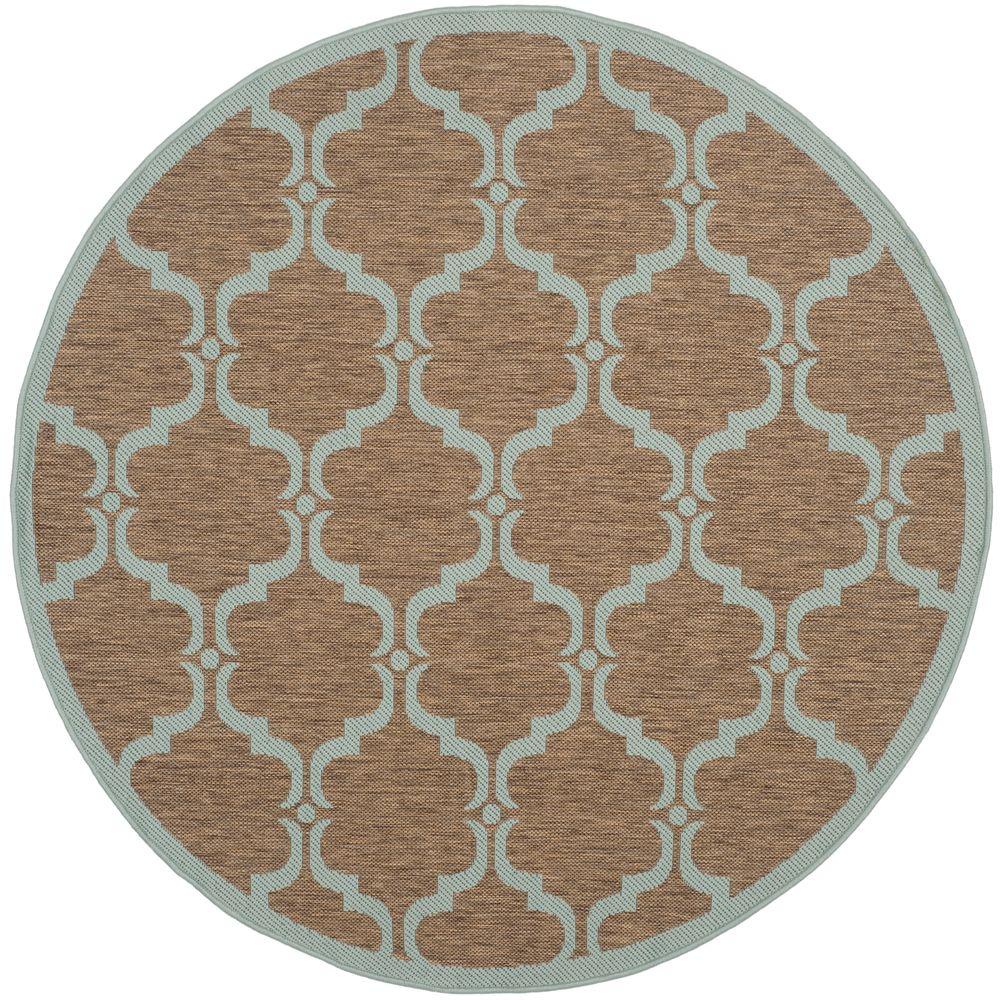 Safavieh Courtyard Brown/Aqua 5 ft. 3 in. x 5 ft. 3 in. Indoor/Outdoor Round Area RugCY6009337