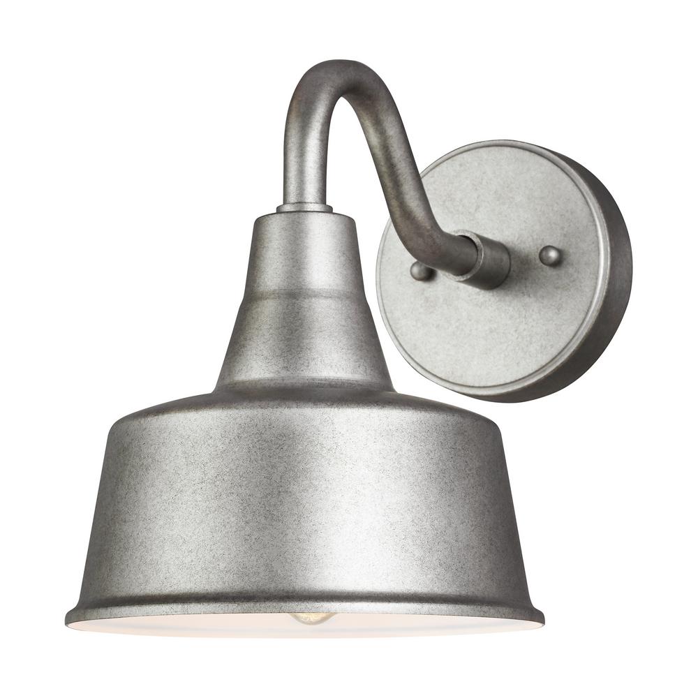 Sea Gull Lighting Barn Light 1 Weathered Pewter Outdoor Wall Mount Lantern Sconce
