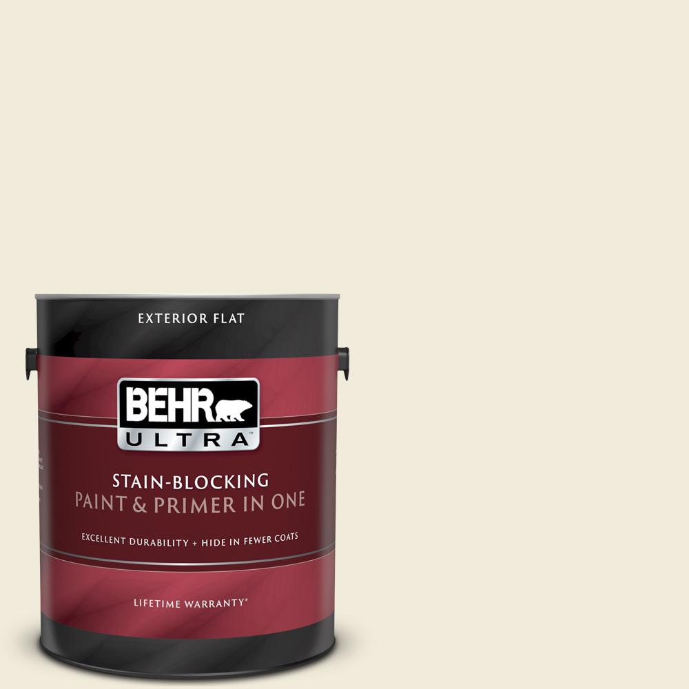 BEHR ULTRA 1 gal. #PPU7-13 Coastal Beige Flat Exterior Paint and Primer ...