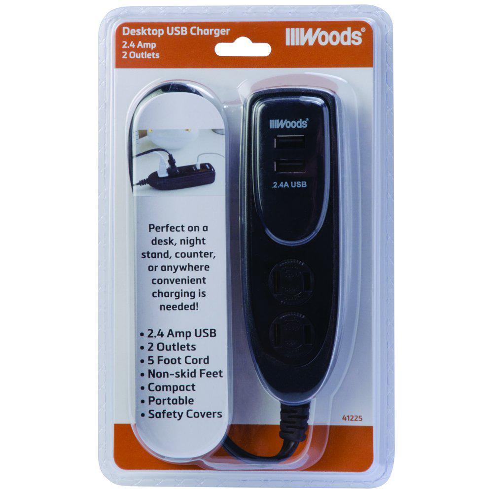 Southwire 5 ft. 2Outlet Desktop Surge Protector and USB Charger