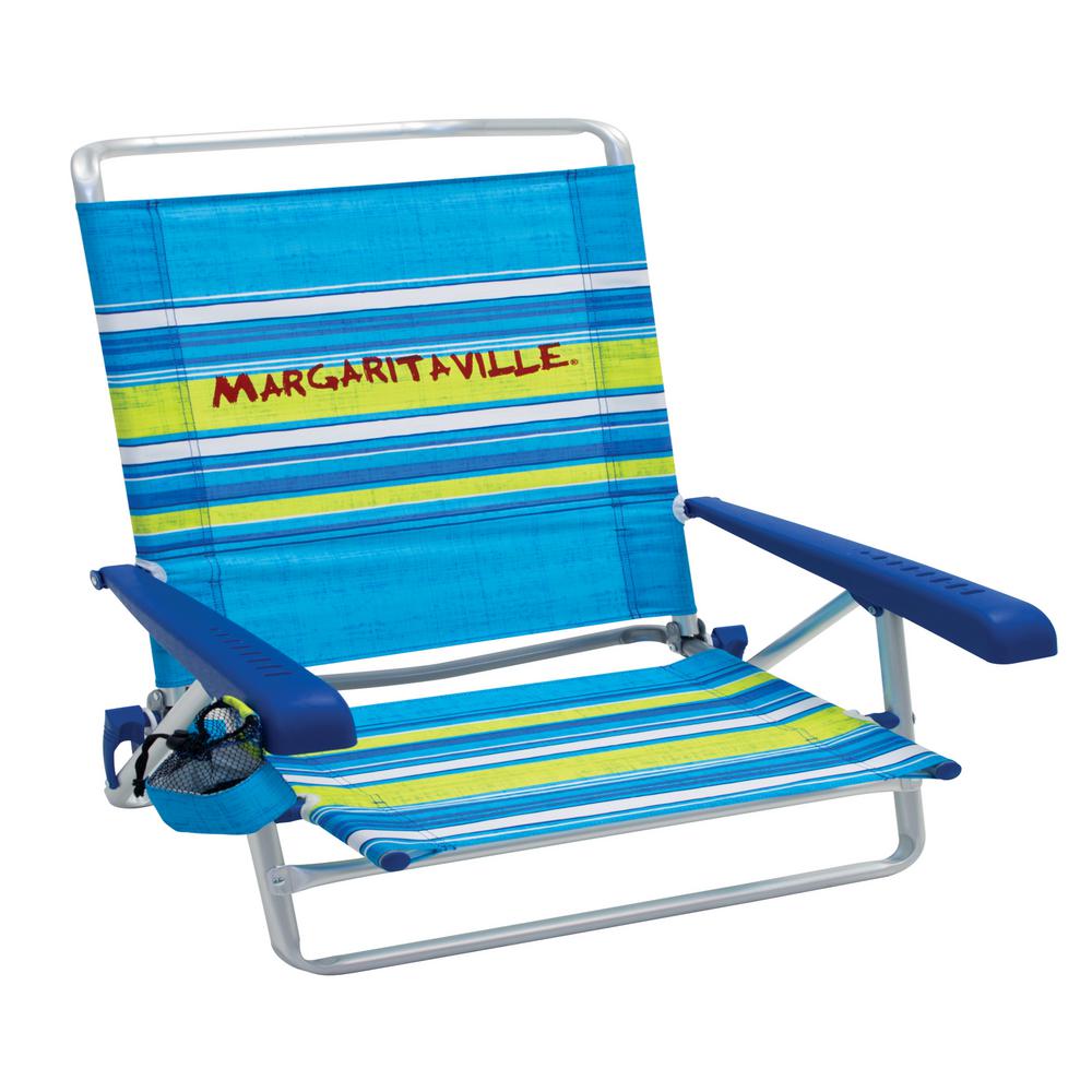 Margaritaville Classic Plastic 5Position Lay Flat Lawn Chair with Arms