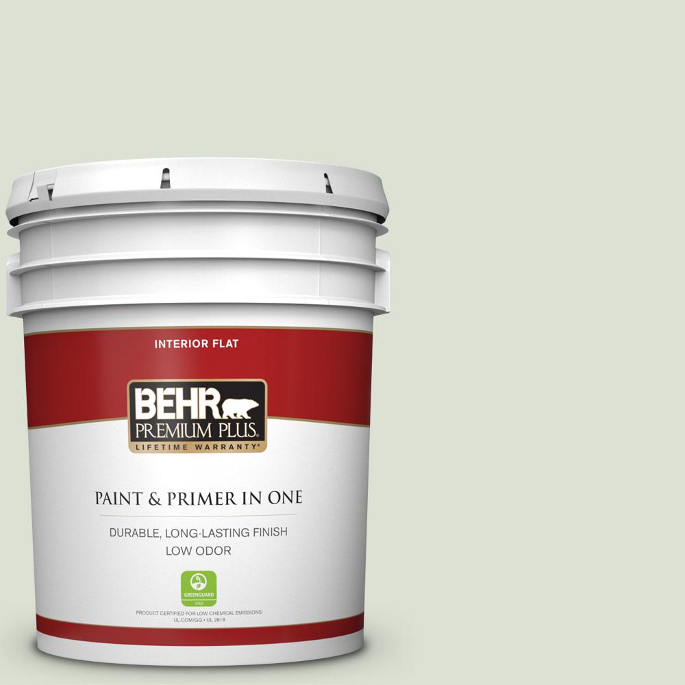BEHR PREMIUM PLUS 5 gal. 430E2 Mystical Sea Flat Low Odor Interior Paint and Primer in One