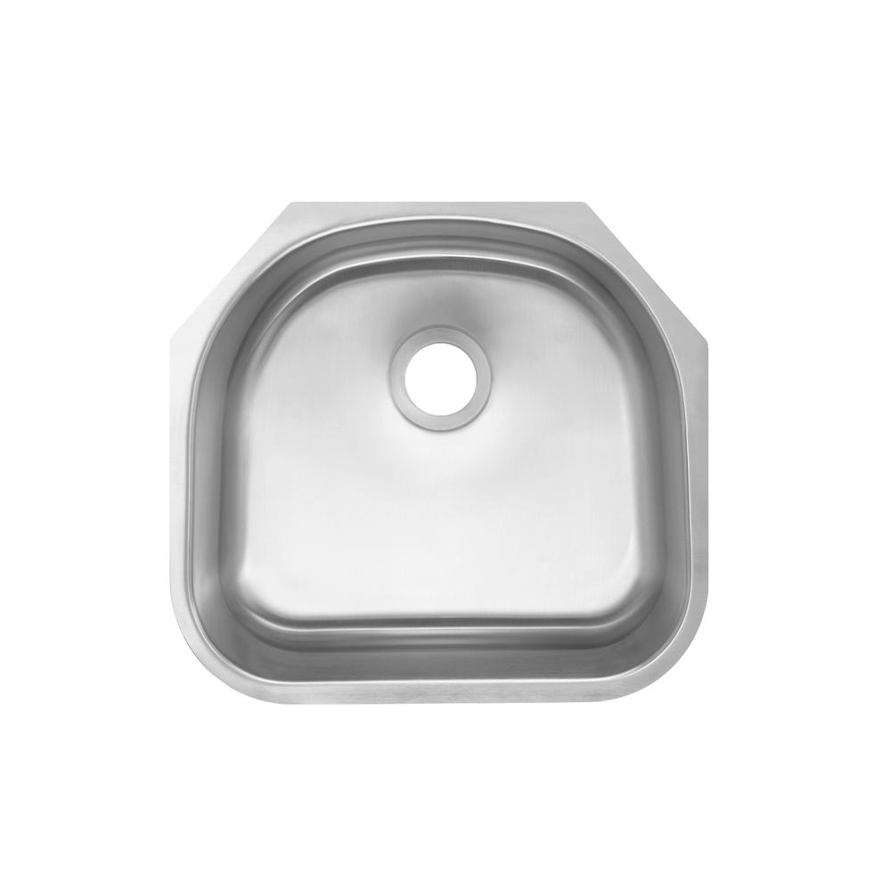 Glacier Bay Undermount 18 Gauge Stainless Steel 23 In 0 Hole D Shape Single Bowl Kitchen Sink Vu2321a1 The Home Depot
