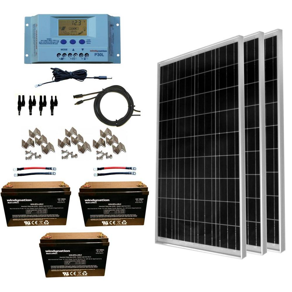 Deep-cycle solar panel battery storage