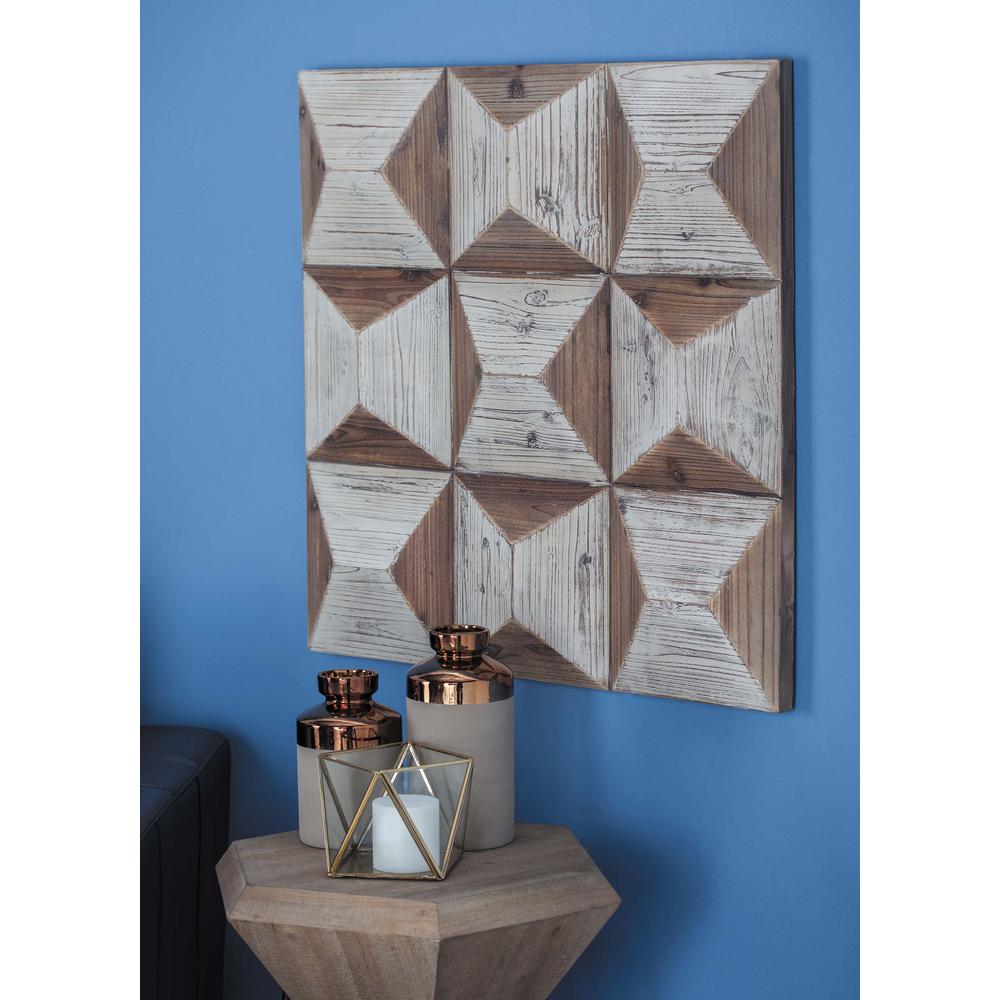 Litton Lane 30 In X Brown And White Wooden Geometric Wall Litton Lane 30 In X Brown And White Wooden Geometric Wall Panel