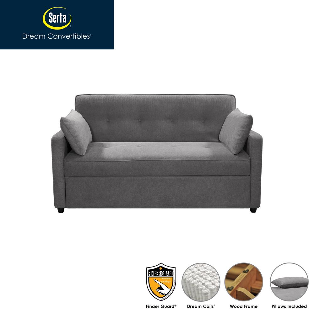 Serta Coral Serta Convertible To Queen Bed Grey Multifunctional Sofa SA   Grey Serta Sofa Beds Sa Fnxqeu3511 64 1000 