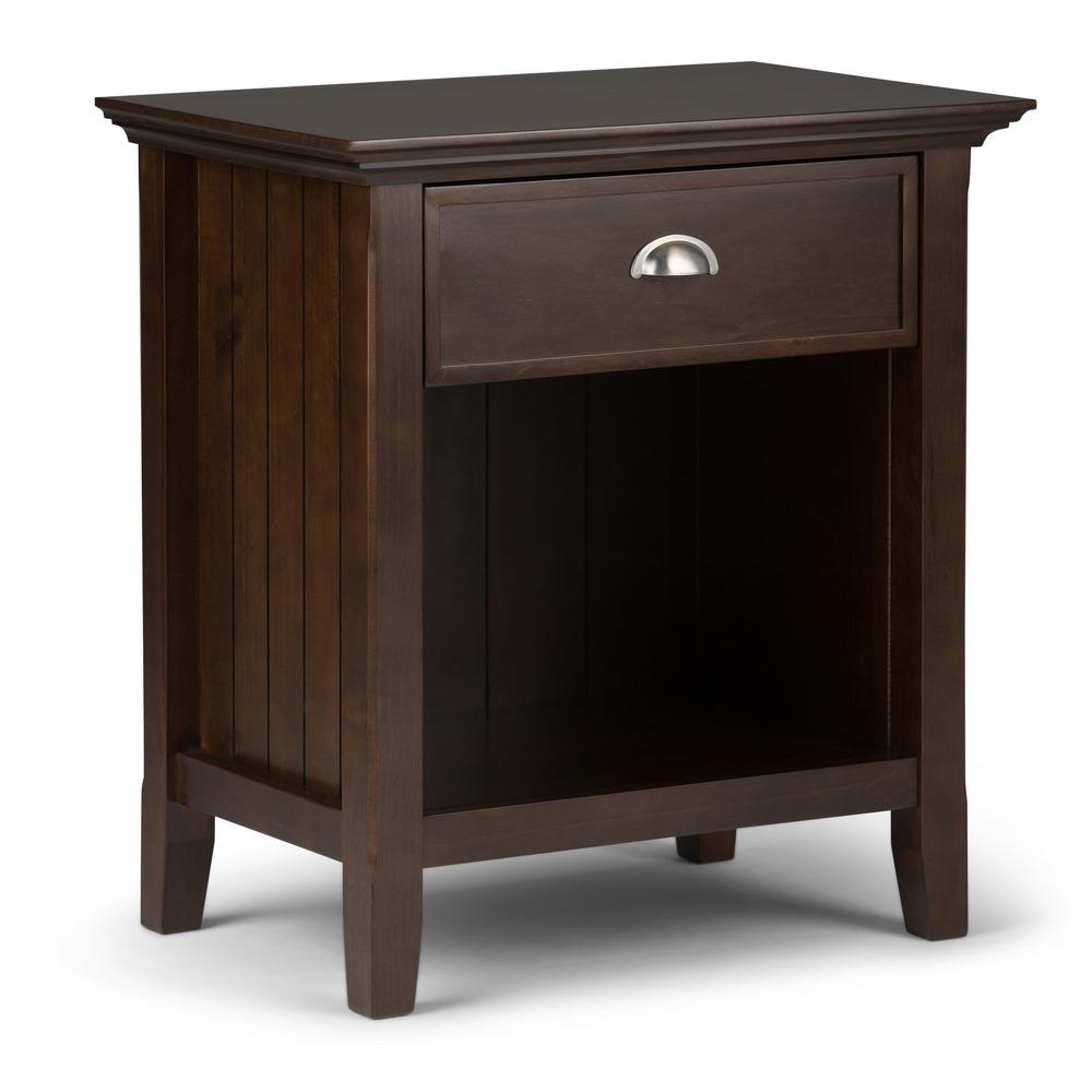 Simpli Home Acadian 1 Drawer Solid Wood 24 In Wide Rustic Bedside
