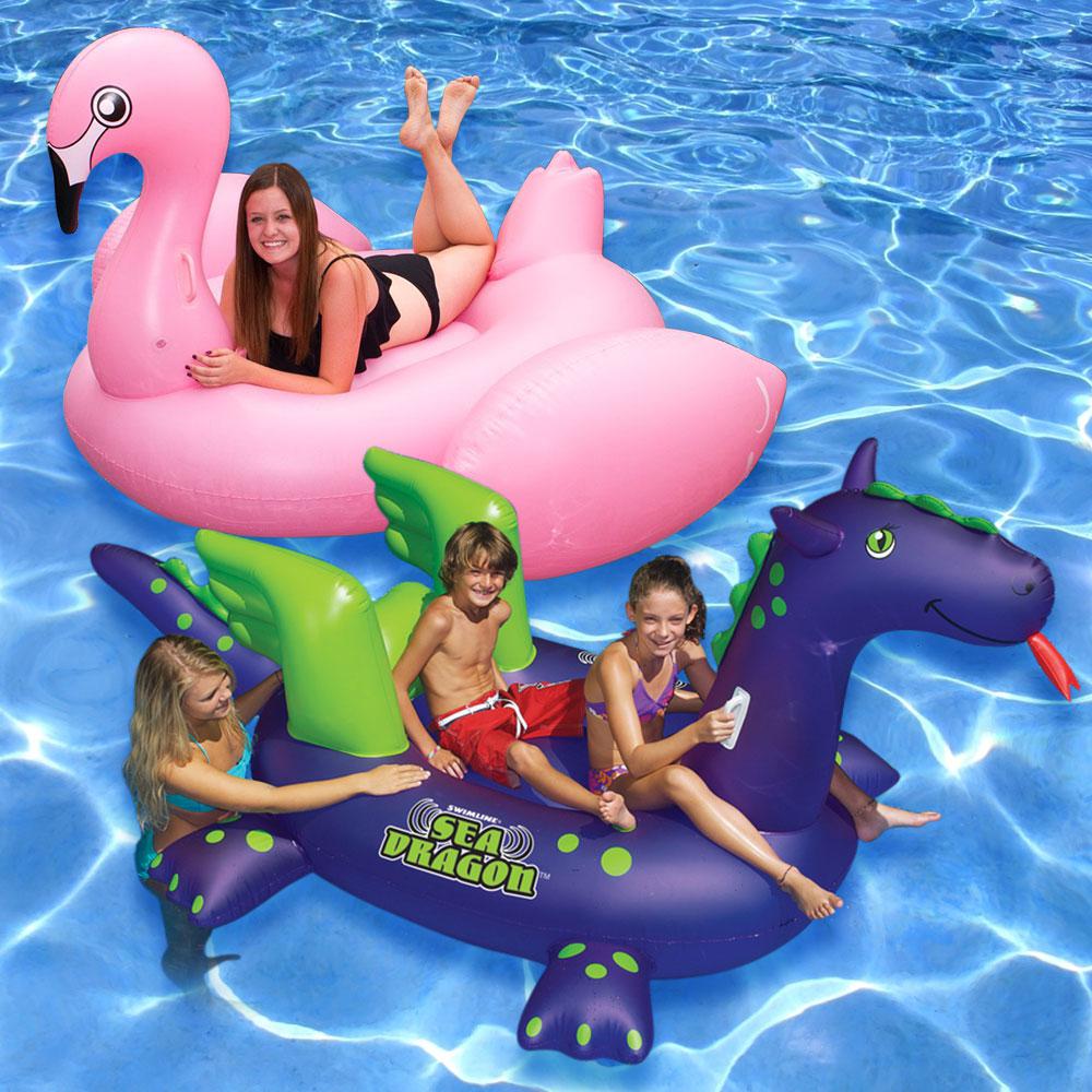 swimline giant ride on sea dragon and jumbo flamingo swimline giant ride on sea dragon and jumbo flamingo