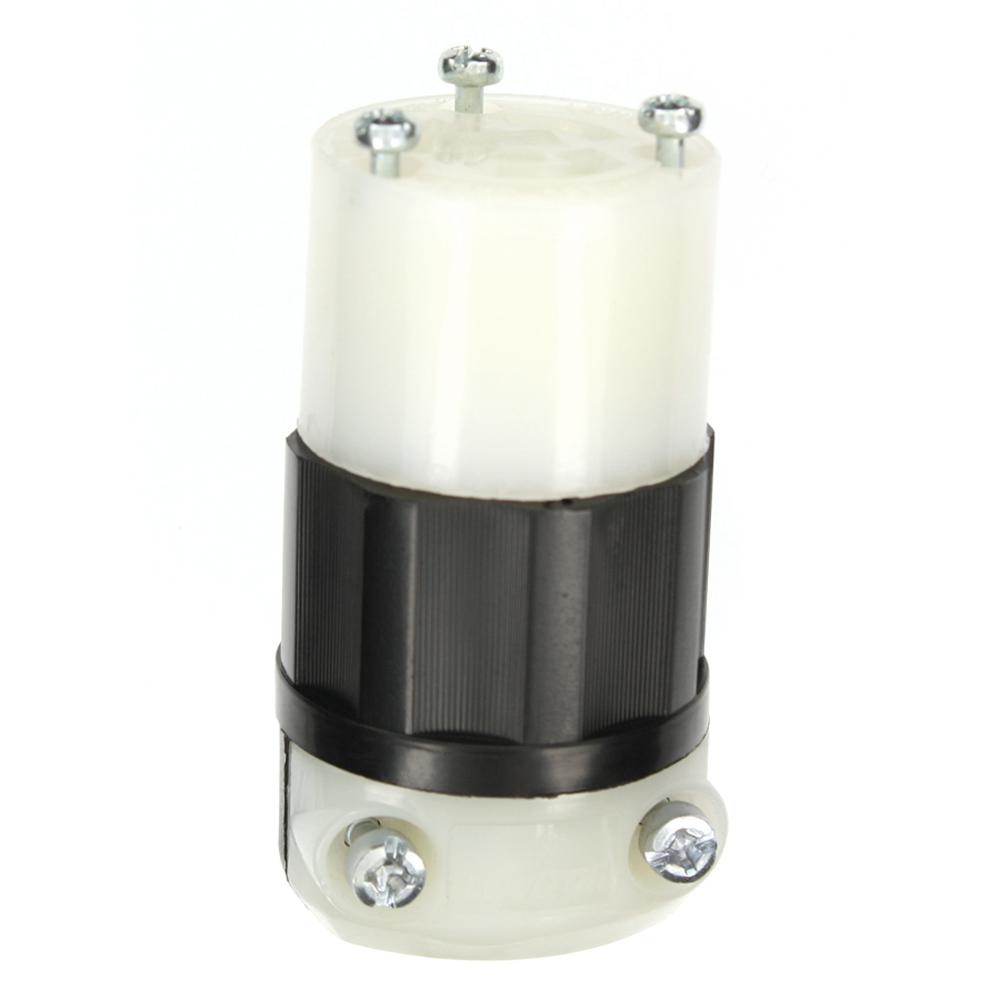 Leviton 15 Amp 125Volt Locking Grounding Connector, Black/White4729