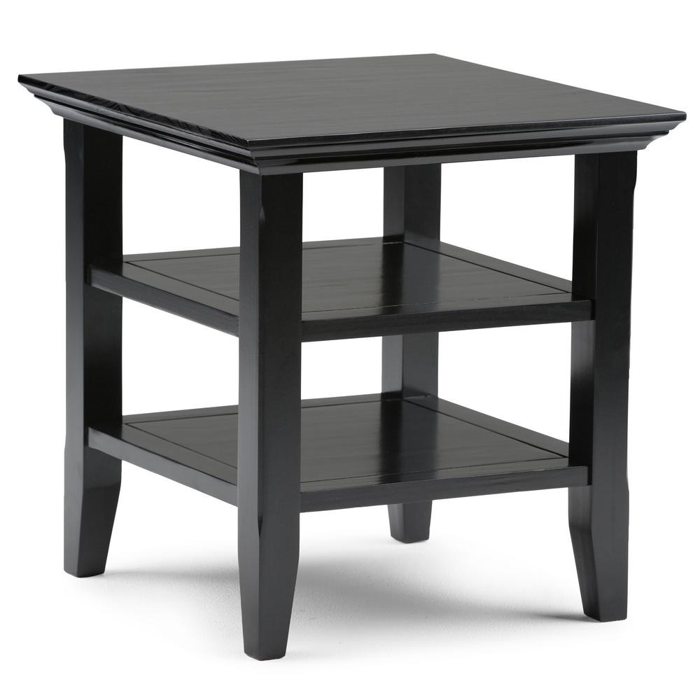 Acadian Solid Wood 19 In Wide Square Rustic End Table In Black Acadian Solid Wood 19 In Wide Square Rustic End Table In Black