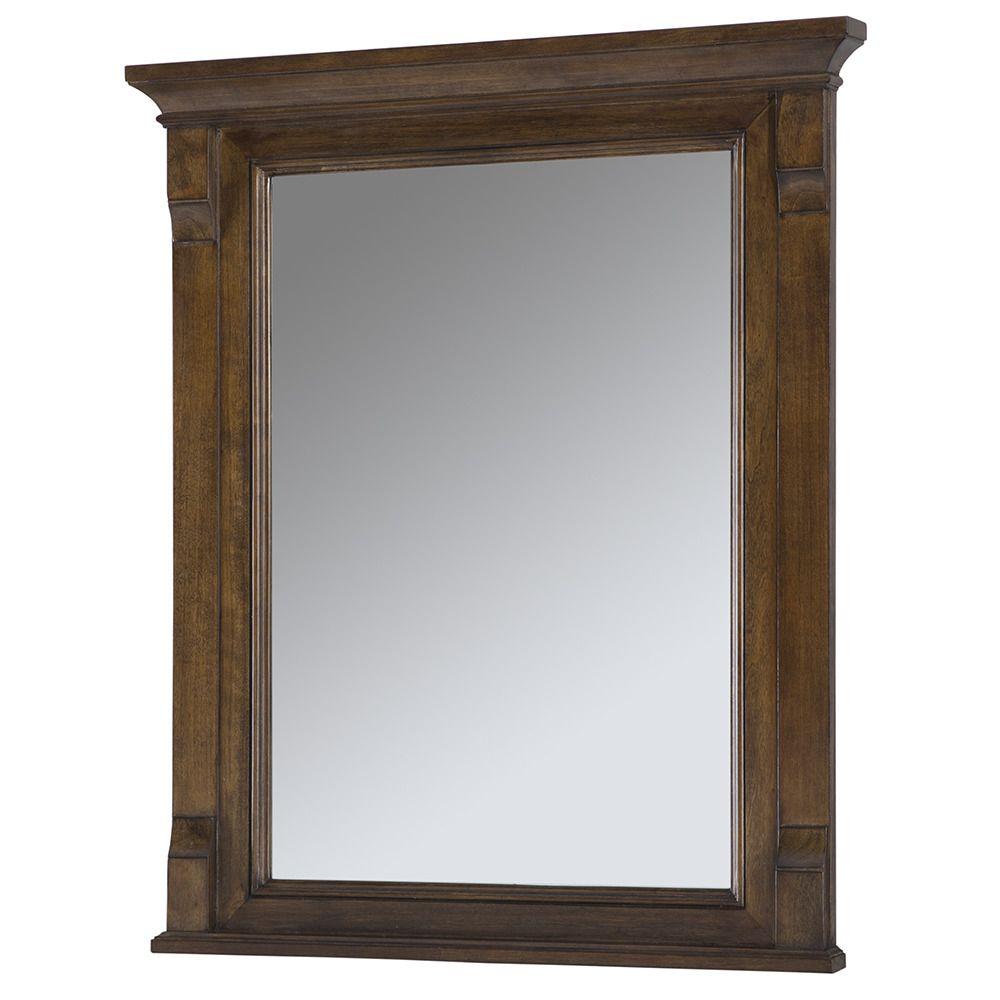 Walnut Bathroom Mirrors Bath The Home Depot L Single Wall Hung Mirror In Walnut
