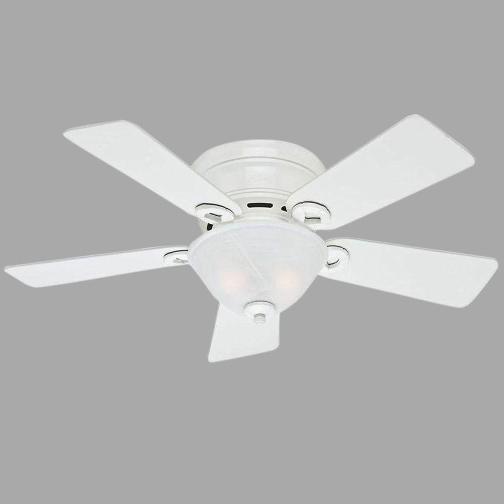 Hunter Conroy 42 in. Indoor White Low Profile Ceiling Fan with Light ...