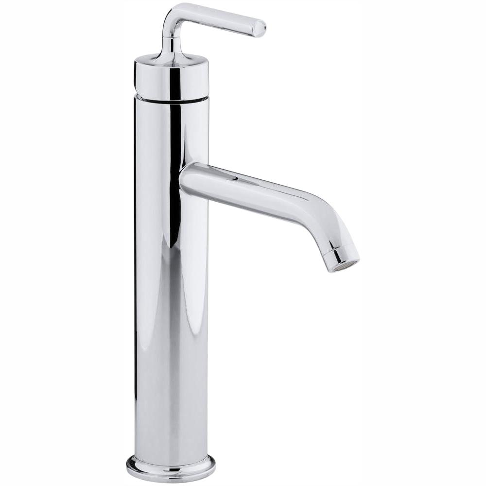 Kohler Purist Tall Single Hole Single Handle Low Arc Bathroom Vessel Sink Faucet With Straight Lever Handle In Polished Chrome