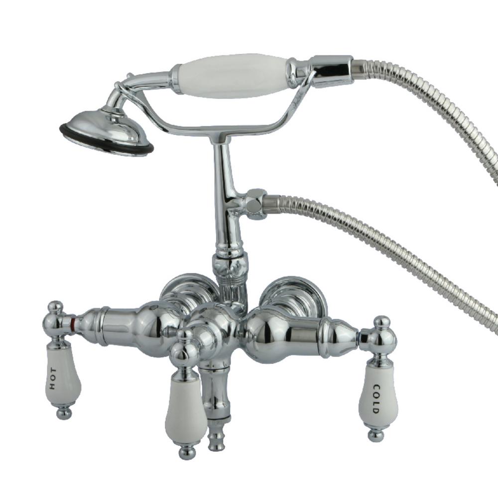 Kingston Brass Vintage 3 38 In Center 3 Handle Claw Foot Tub Faucet With Handshower In Chrome 9610