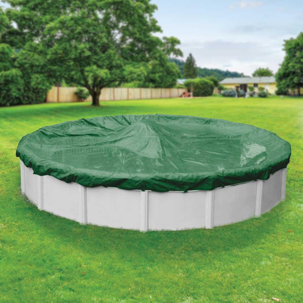 Robelle Titan 33 ft. Pool Size Round Green Solid Above Ground Winter Pool Cover48334 The