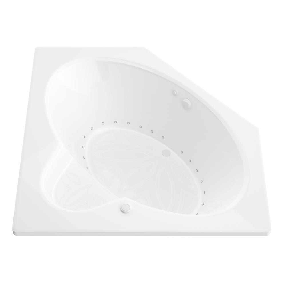 Malachite 5 ft. Acrylic Corner Drop-in Air Bathtub in White