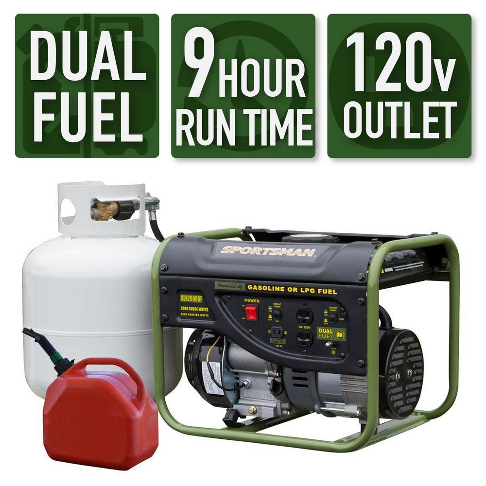 Sportsman 2,000/1,400Watt Dual Fuel Powered Portable Generator Runs on