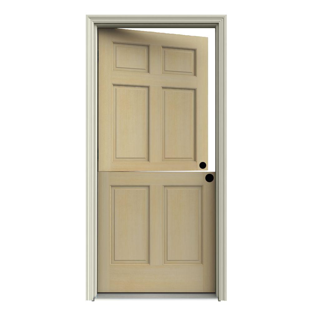 Doors Without Glass Wood The Home Depot 6 Panel Unfinished Dutch Left Hand Inswing