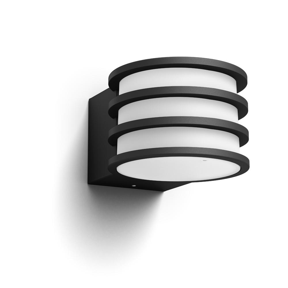 Philips Hue Bridge Outdoor Lighting The Home Depot Hue White Lucca Black Outdoor A19 Led Wall Mount Sconce With Smart Wireless Light Bulb