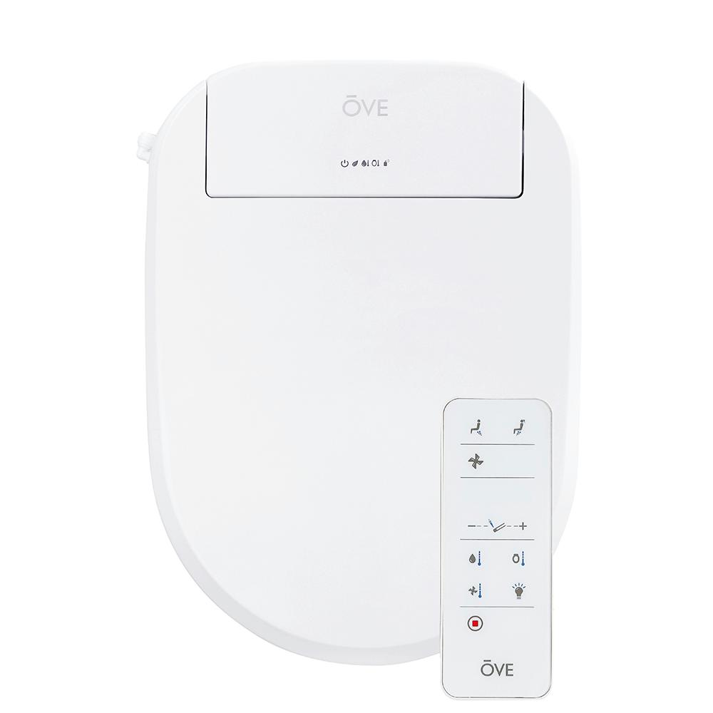 OVE Decors Electric Bidet Seat for Elongated Shape Toilet in White
