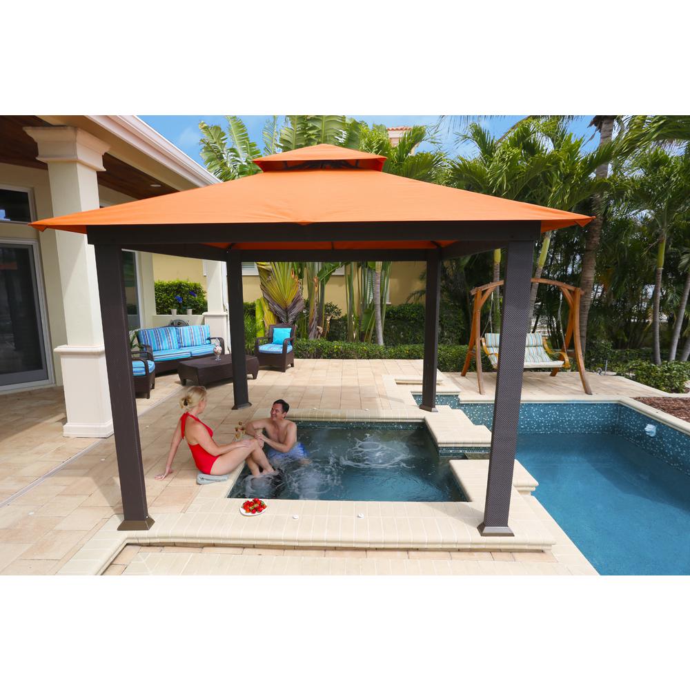 STC Paragon Outdoor 10 Ft X 10 Ft Gazebo With Rust Sunbrella