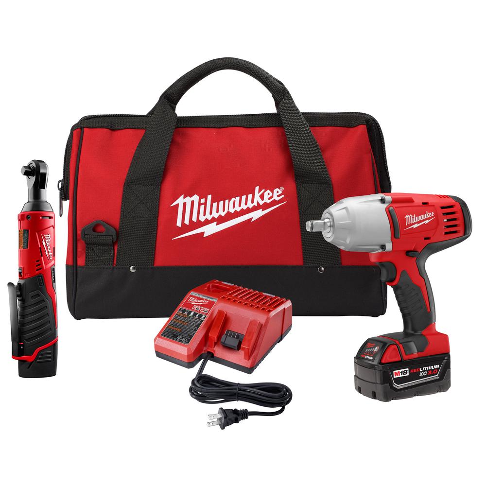 Milwaukee 3/8 in Ratchet & 1/2 in Impact Wrench w/Ring Kit Deals