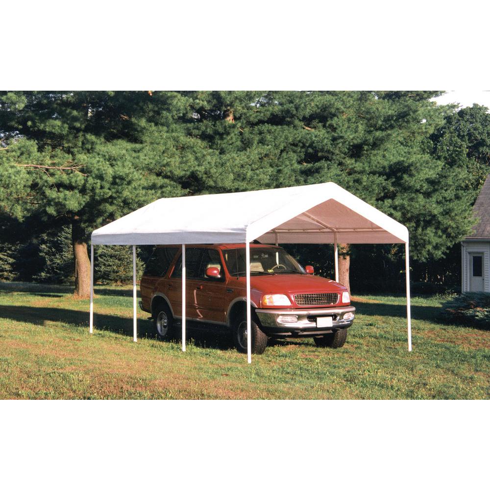 Shelterlogic 10 Ft W X 20 Ft D Supermax Heavy Duty 8 Leg Canopy In White With Industrial Grade Slip Fit Steel Frame 23571 The Home Depot