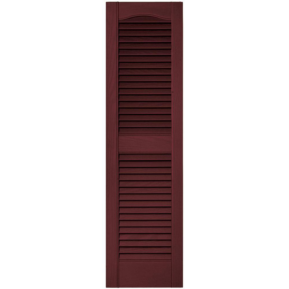 Builders Edge 12 in. x 43 in. Louvered Vinyl Exterior Shutters Pair in ...