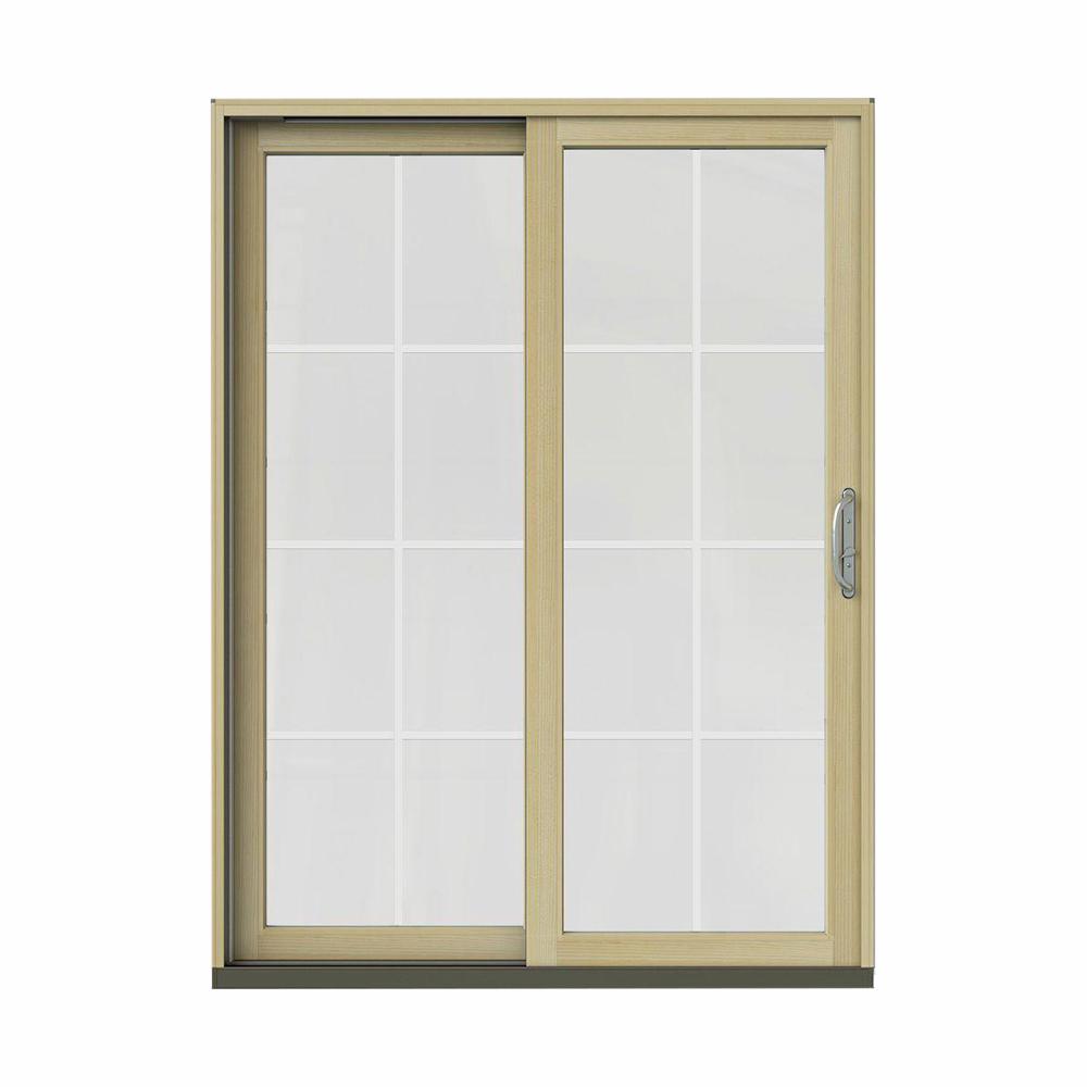 Jeld Wen 60 In X 80 W 2500 Contemporary White Clad Wood Left Hand 8 Lite Sliding Patio Door Unfinished Interior