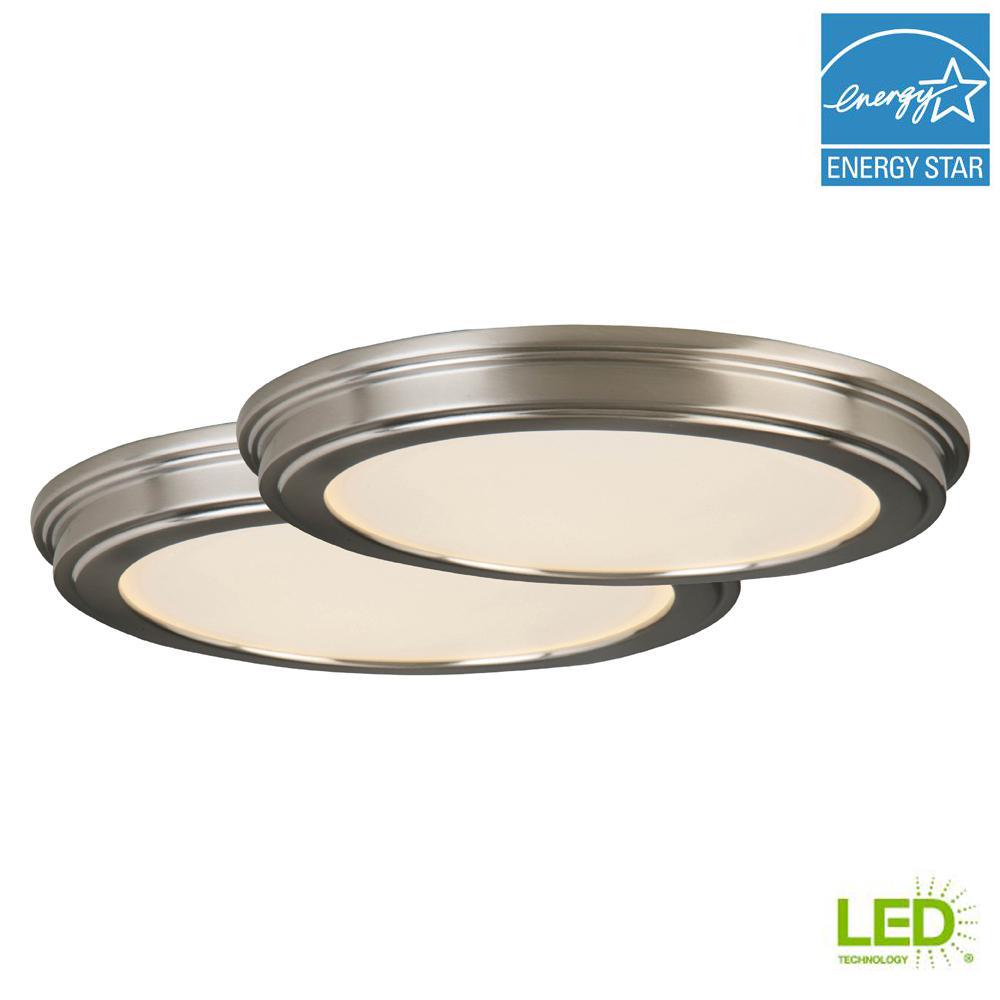 Commercial Electric 24 Watt Brushed Nickel Integrated Led Ceiling Commercial Electric 24 Watt Brushed Nickel Integrated Led Ceiling Flushmount 2 Pack