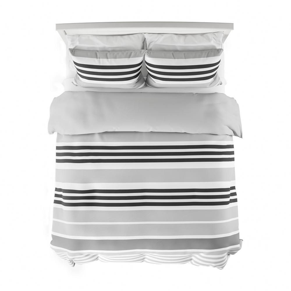 Lavish Home 3 Piece Seaside Dawn Striped Full Queen Hypoallergenic