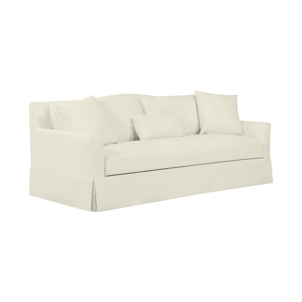 Handy Living Sandy Creamy White Brushed Velvet Skirted Sofa Sdy S1
