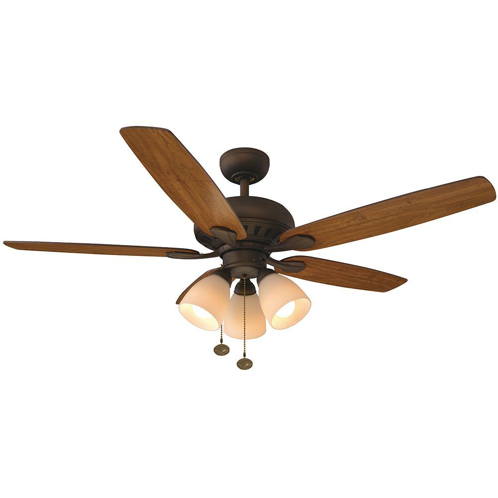 Hampton Bay Rockport 52 In Led Oil Rubbed Bronze Ceiling Fan With Light Kit And Remote Control