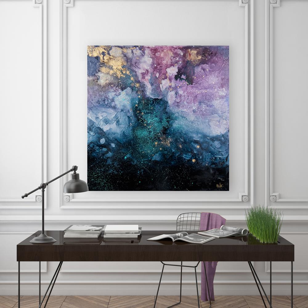 Unbranded 40 In X 40 In Galaxy By Elias Printed And Painted Canvas Wall Art Cv 104us The Home Depot
