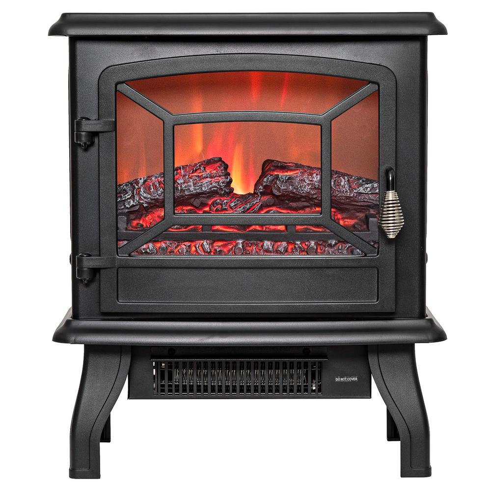 AKDY 17 in. Freestanding Electric Fireplace Stove Heater in Black with ...