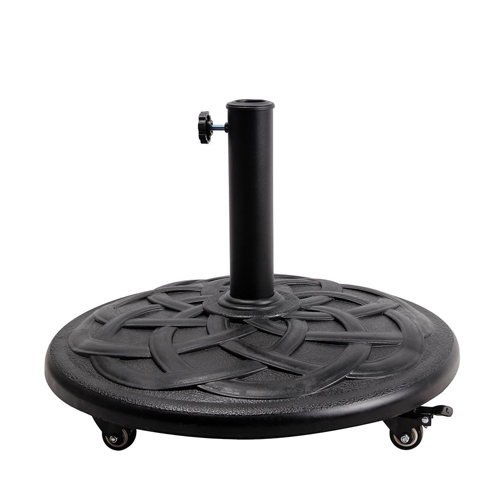 Hampton Bay 42 Lb Rust Resistant Outdoor Patio Umbrella Base In Black With Decorative Design Agf211 The Home Depot