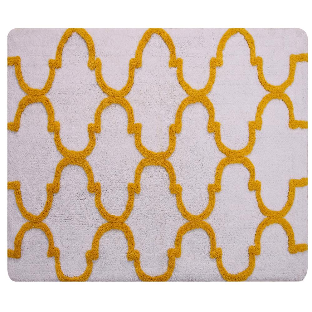 Saffron Fabs 50 In X 30 Bath Rug White Yellow Sfbr1352 The Bath Rug In White Yellow
