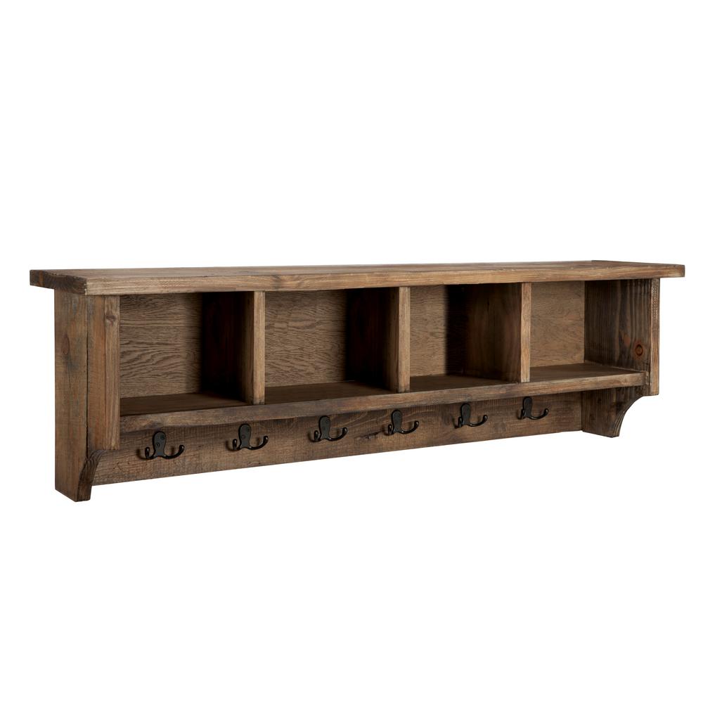 Alaterre Furniture Pomona 48 In Metal And Reclaimed Wood Entryway Coat Hook With Storage Cubbies In Rustic Natural Amba2420 The Home Depot