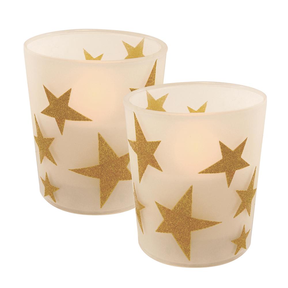 Lumabase Gold Stars Battery Operated Led Candles 2 Count 93802 Lumabase Gold Stars Battery Operated Led Candles 2 Count