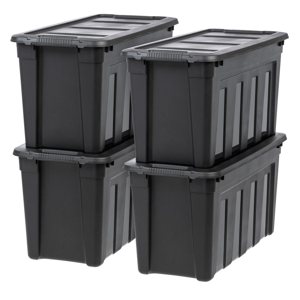 IRIS 31 Gal. Utility Storage Bin in Black (4-Pack)-586930 - The Home Depot
