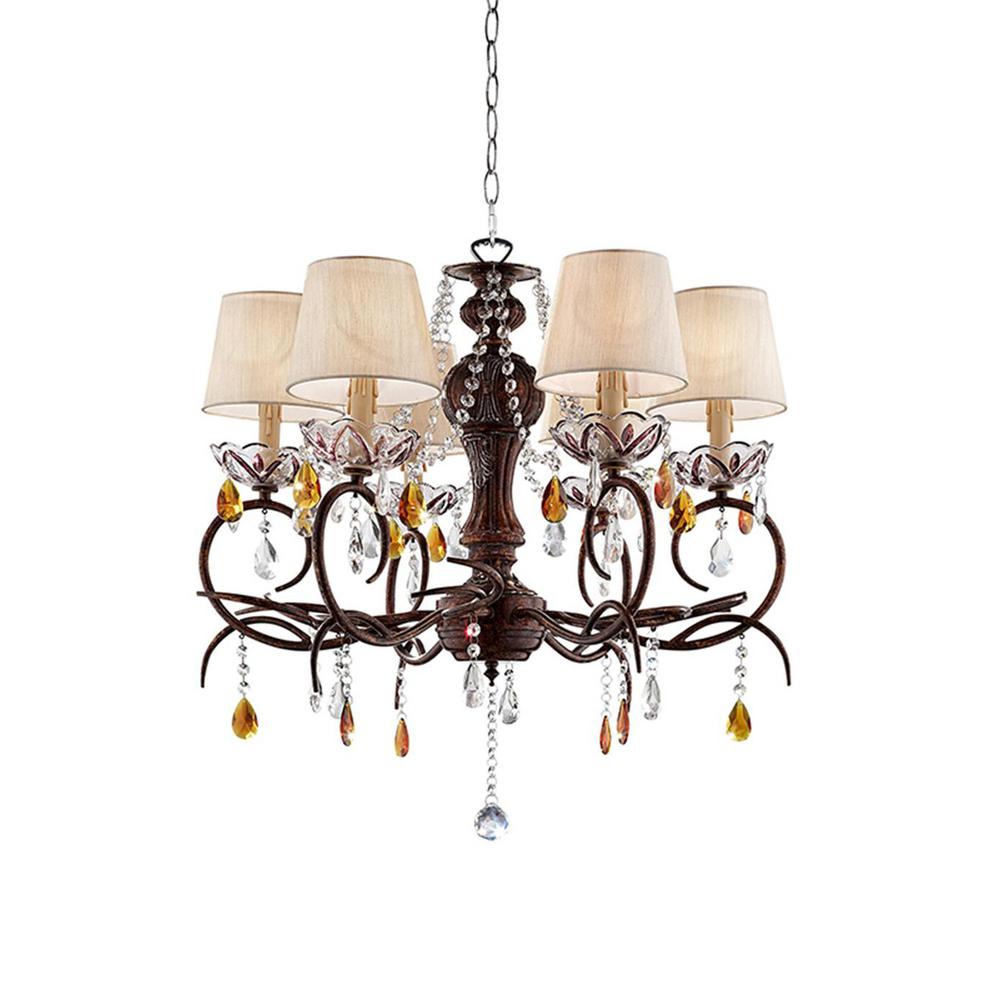 Ore International Magnolia 27 In Bronze And Crystal Ceiling Lamp